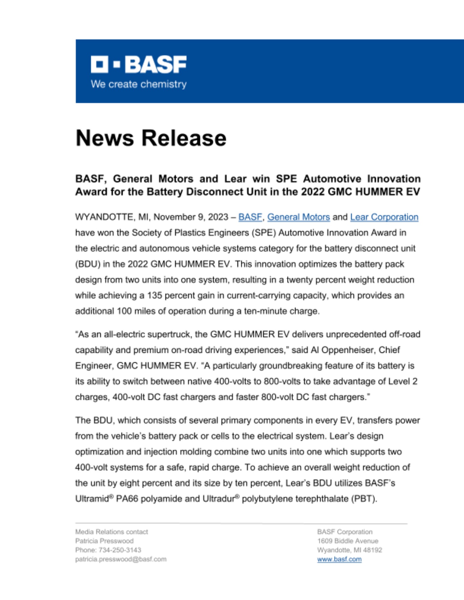 BASF news release BASF news release